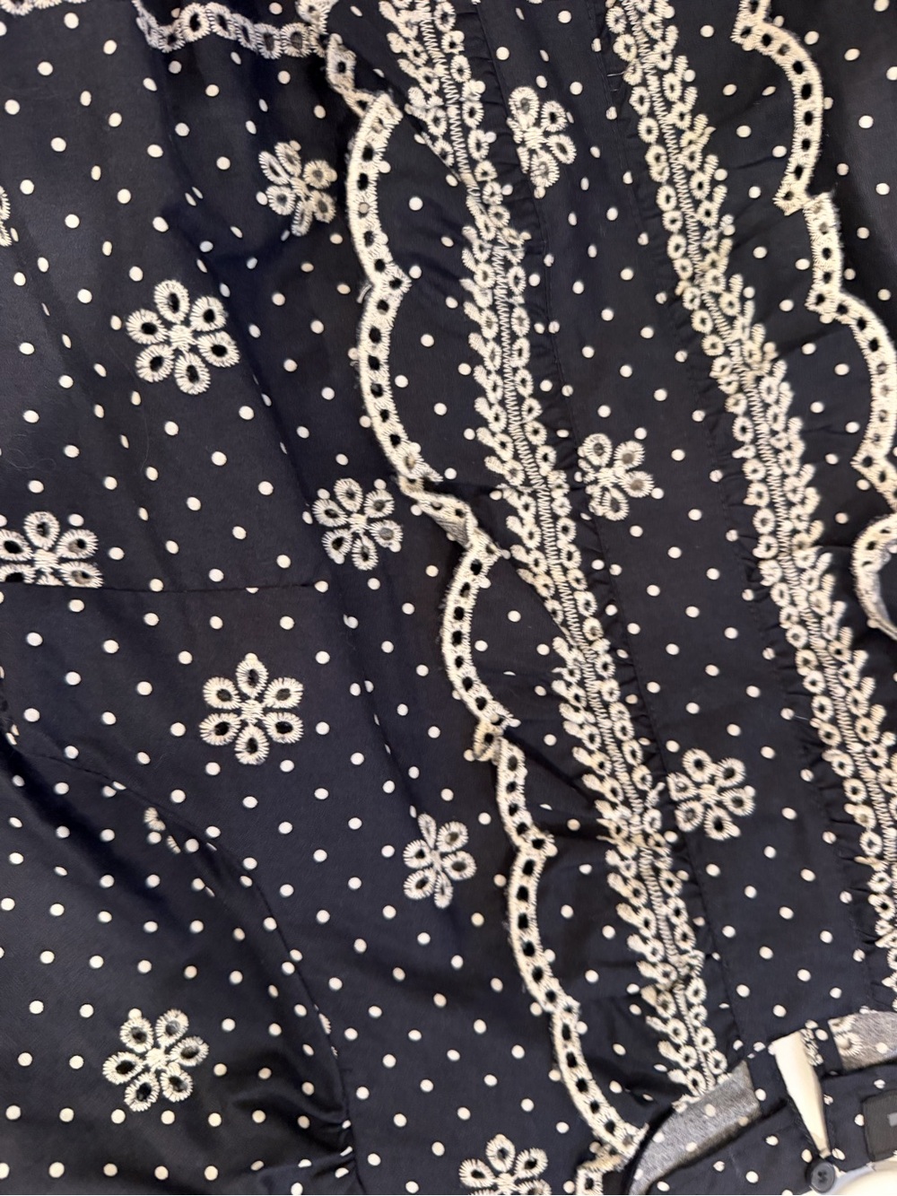 NWT Zara Women's Navy & White Embroidered Puff-Sleeve Blouse - Picture 6 of 8